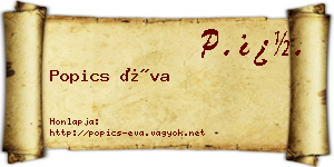 Popics Éva névjegykártya
